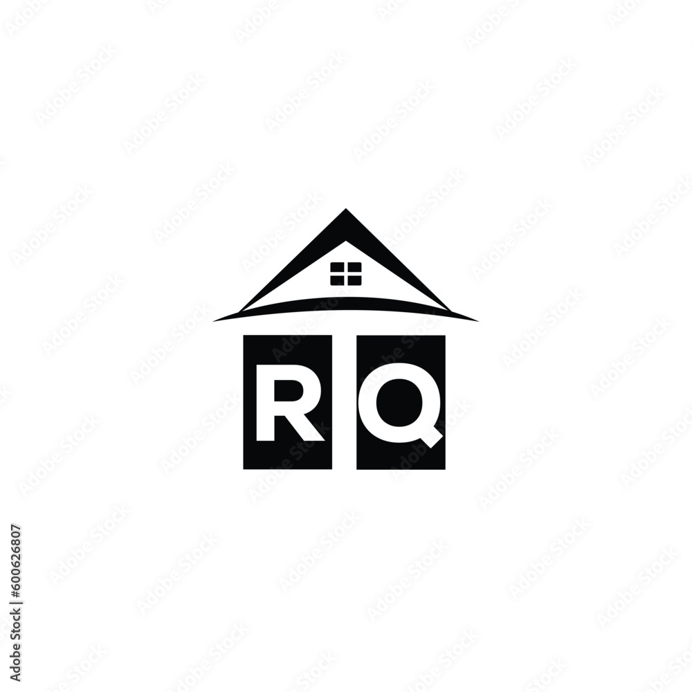 Initial letter RQ real estate logo design template RQ home or house letter logo Initial letter RQ real estate logo design template RQ home or house letter logo