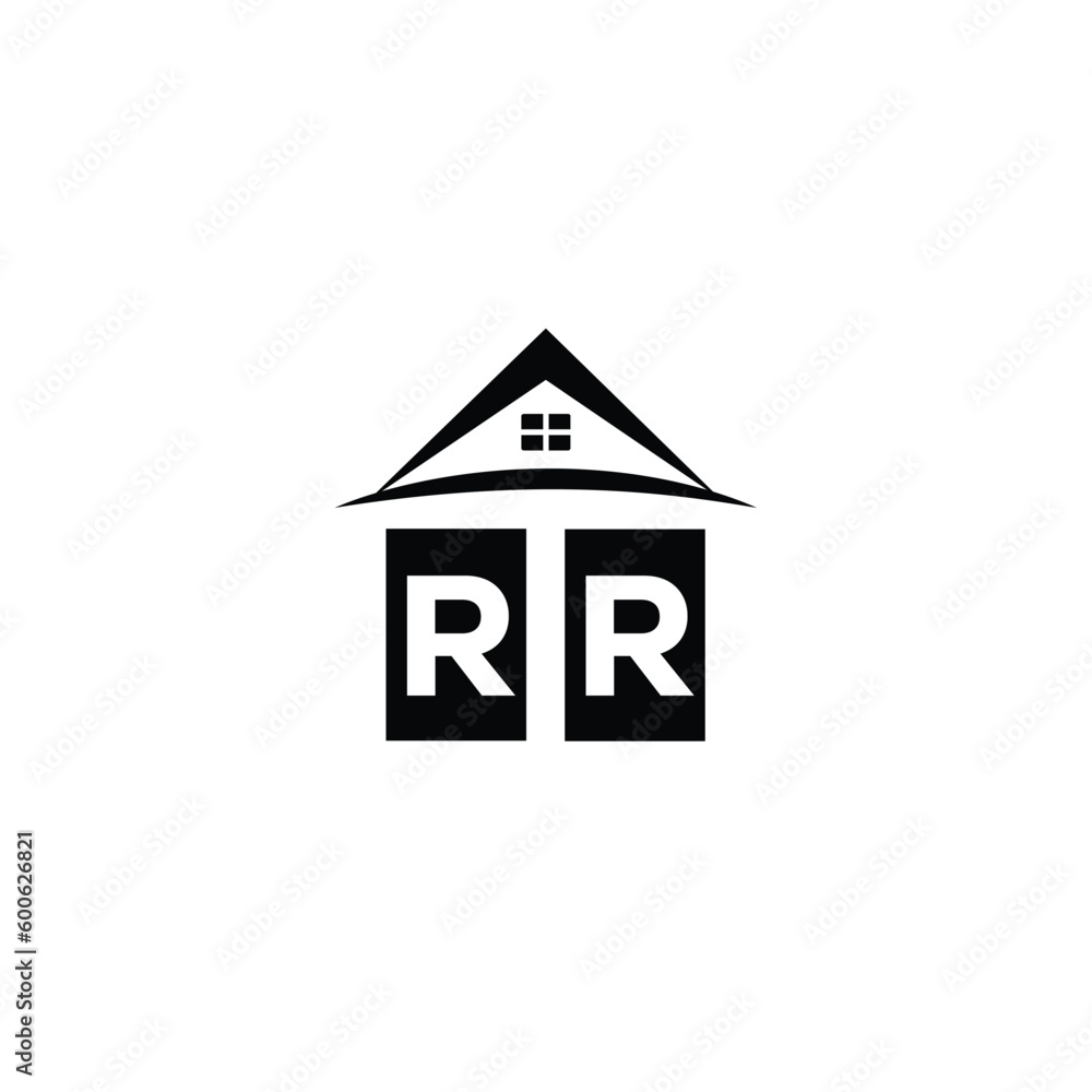 Initial letter RR real estate logo design template RR home or house letter logo Initial letter RR real estate logo design template RR home or house letter logo