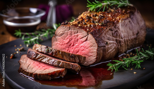 Roasted beef tenderloin meat generative ai