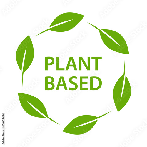 Plant based icon vector healthy food symbol vegan badge, vegetarian sign for graphic design, logo, website, social media, mobile app, UI illustration