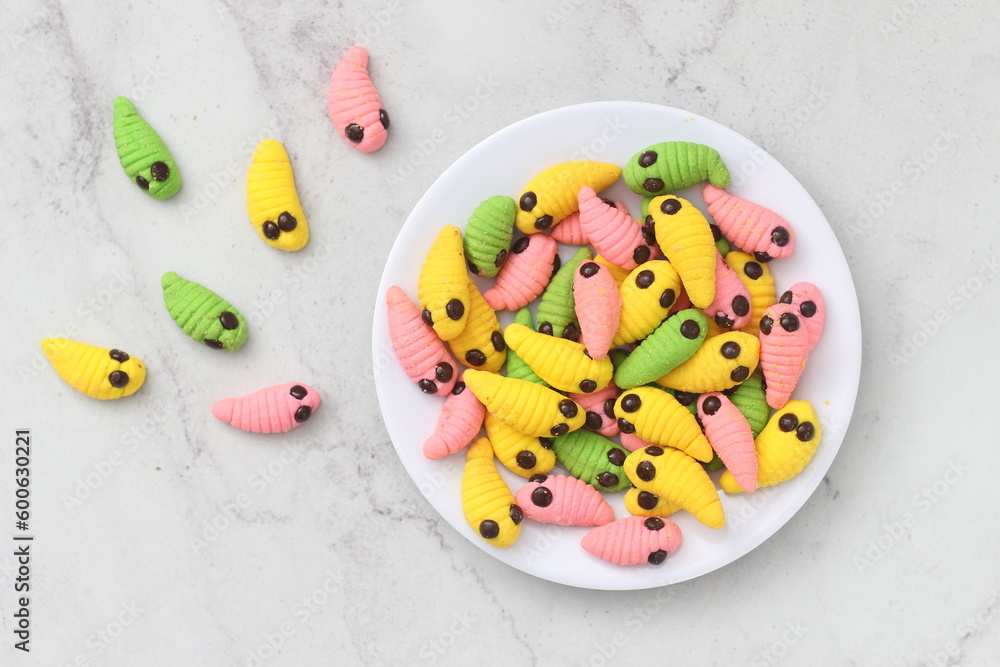 caterpillar cake with various colors. caterpillar cake with various colors.