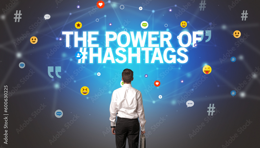 Rear view of a businessman, social media concept concept Rear view of a businessman, social media concept concept