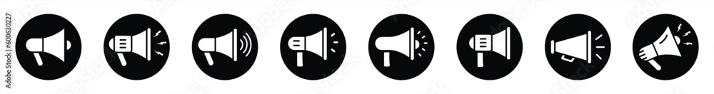 Megaphone icons set. Loudspeaker megaphone icon collection. Advertising ...
