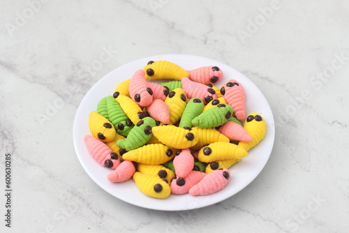 caterpillar cake with various colors