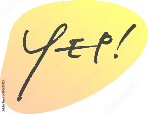 手書き文字素材「yep!」ベクターデータ。