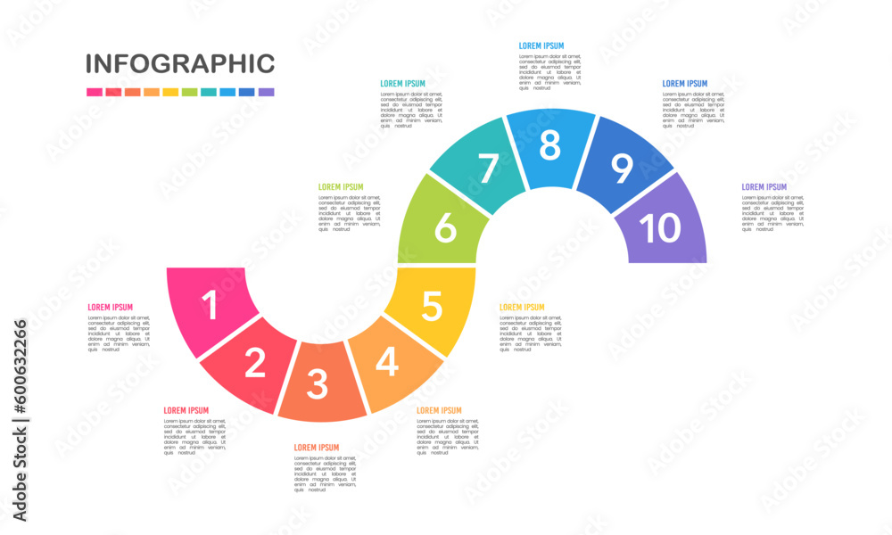 Fototapeta premium 10 option infographic roadmap business to success. Vector illustration.