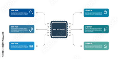 6 Options Infographic Processor Diagram. Vector illustration.