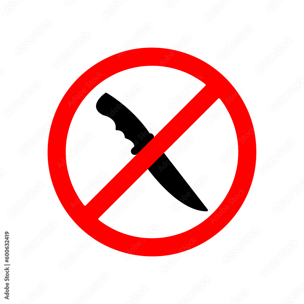 NO WEAPONS sign. Knife in red crossed out circle. Vector..eps NO WEAPONS sign. Knife in red crossed out circle. Vector..eps