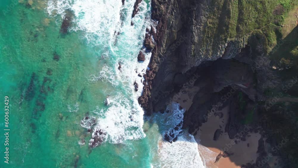 Aerial View Of Wave Hits The Rocks Aerial View Of Wave Hits The Rocks