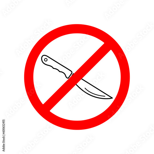 NO WEAPONS sign. Knife in red crossed illustration on white background..eps