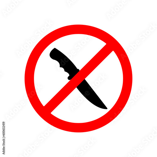 NO WEAPONS sign. Knife in red crossed out circle. Vector..eps