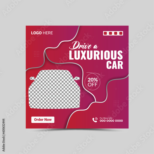 Vector Car Social Media Post Layout template design.