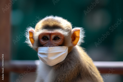 cute monkey wearing a mask © imur