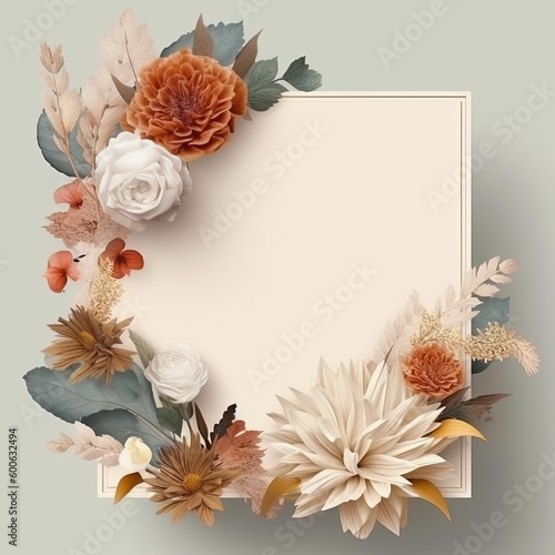 Abstract natural floral frame layout with text space