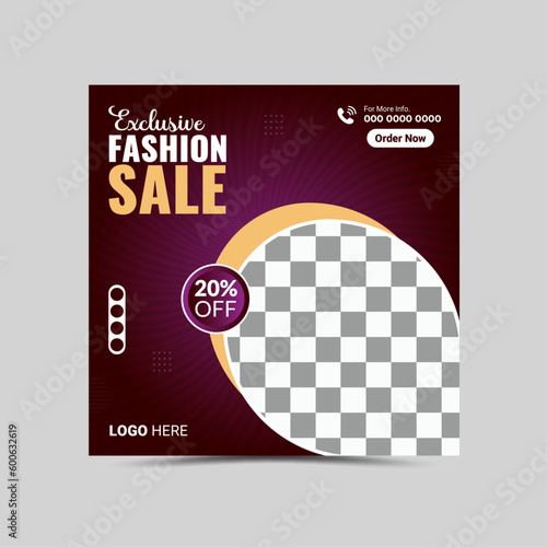 Vector Fashion Social Media Post Layout template design.