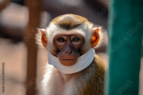 cute monkey wearing a mask © imur
