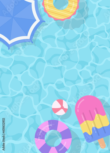 Flat design of summer pool background illustration © iftitart