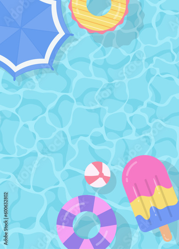 Flat design of summer pool background illustration