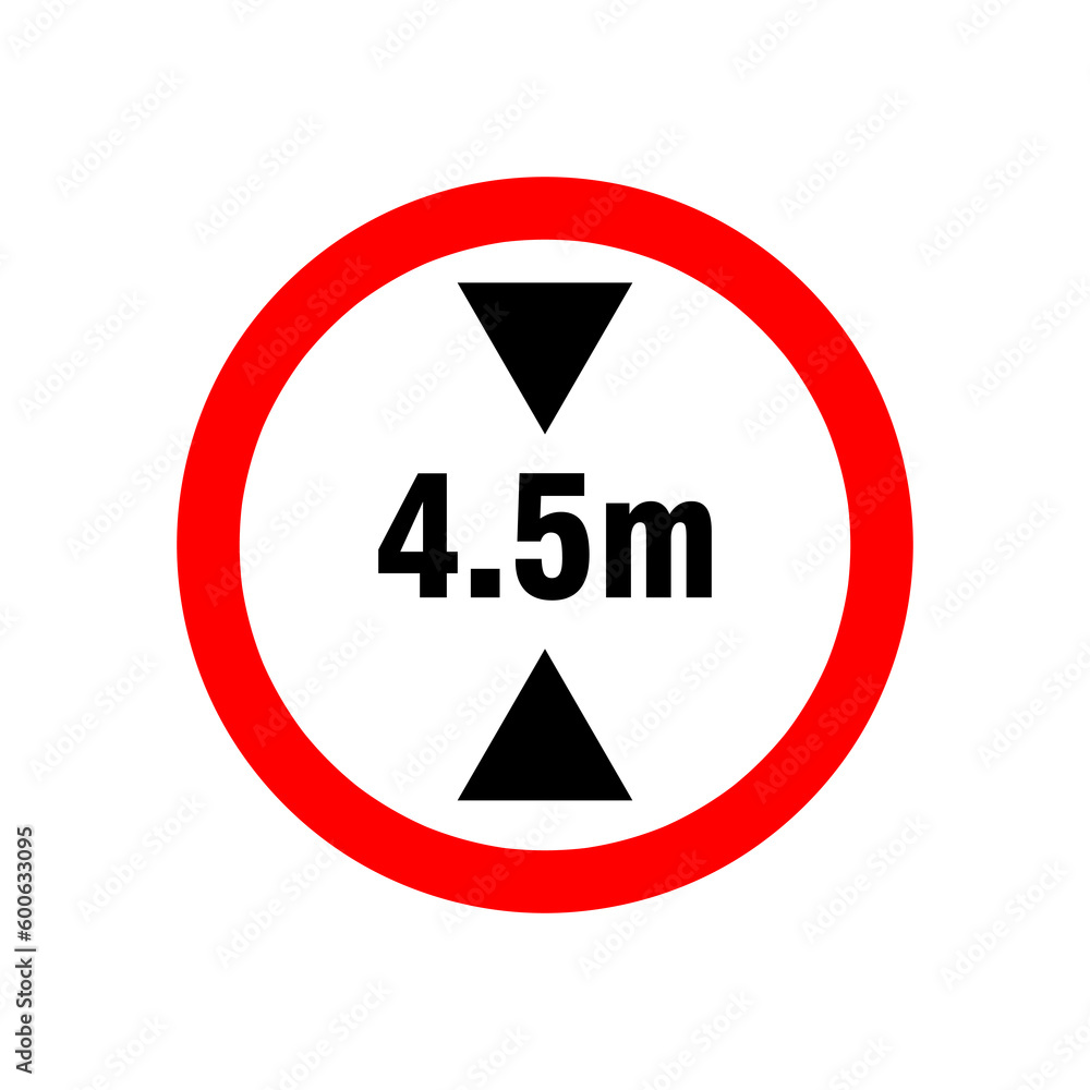 Vehicle maximum height limit 4.5 meter sign. Road safety signs illustration on white background..eps - obrazy, fototapety, plakaty 