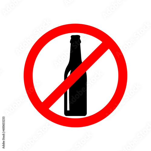 Forbid beer bottle icon with flat style. Isolated raster forbid beer bottle icon image on a white background