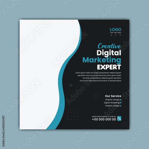 Social media post design template for digital business marketing banners. Make a professional impression with our digital marketing social media post template