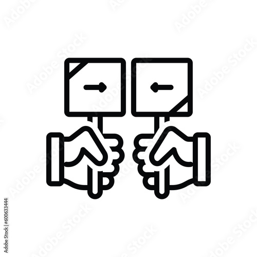 Black line icon for opposed 