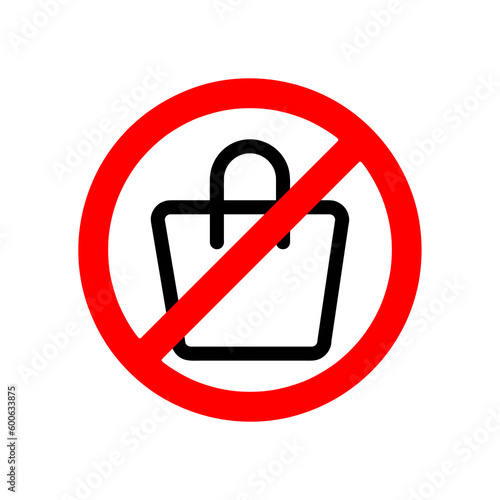 Shopping bag prohibited sign. Forbidden signs and symbols on white background 