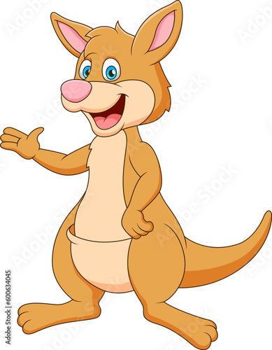 Cute kangaroo cartoon smiling. Cartoon cute animal illustration