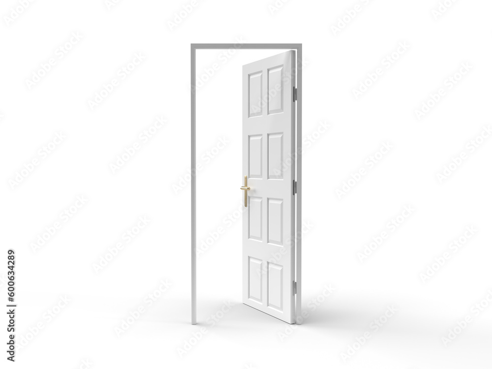 開いたドアの3Dイラストレーション