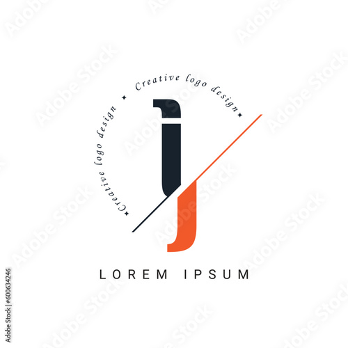 ij Letter Logo Design with a Creative Cut. Creative logo design photo