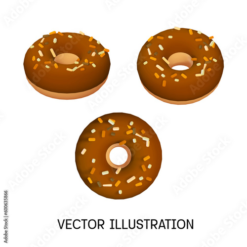 vector donuts with chocolate and bitten donuts flat illustration set