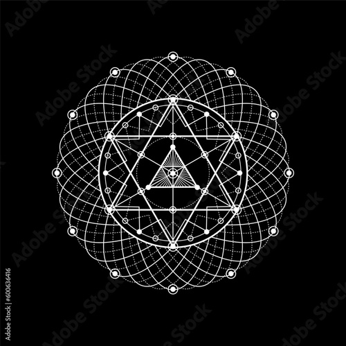 Sacred geometry, meditation esoteric tattoo. Myth spiritual pentagram. Yoga and spirituality, masonic and alchemy pattern, occult religion mystery outline vector sign, illuminati geometric ornament