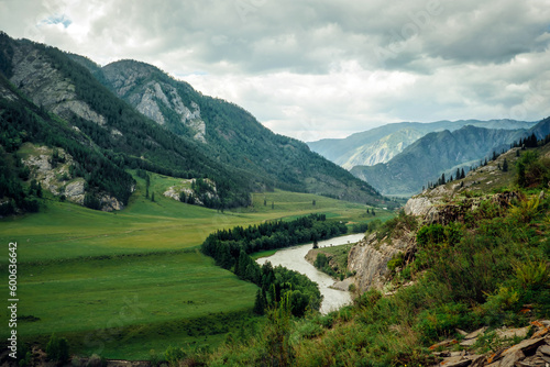 Katun river valley. Altai republic  Siberia. Picturesque mountain landscape.