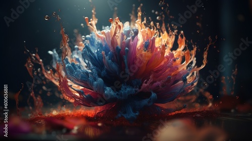  a flower that is in the middle of a picture with water. generative ai