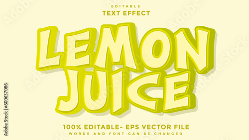 3d Minimal Word Lemon Juice Editable Text Effect Design Template, Effect Saved In Graphic Style