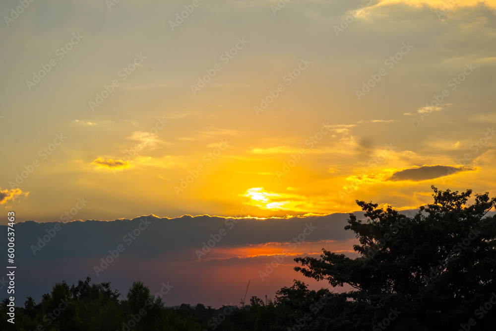 golden cloud and warm gray sky at sunset abstract nature background. 
