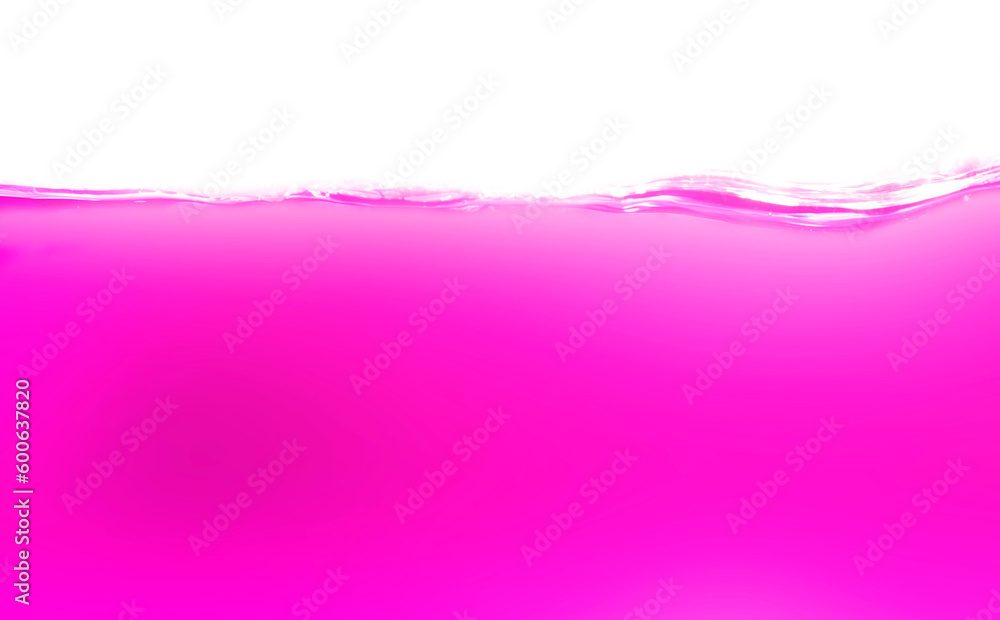 Drink clean pink water in a glass and the bubbles look like splashes and waves.