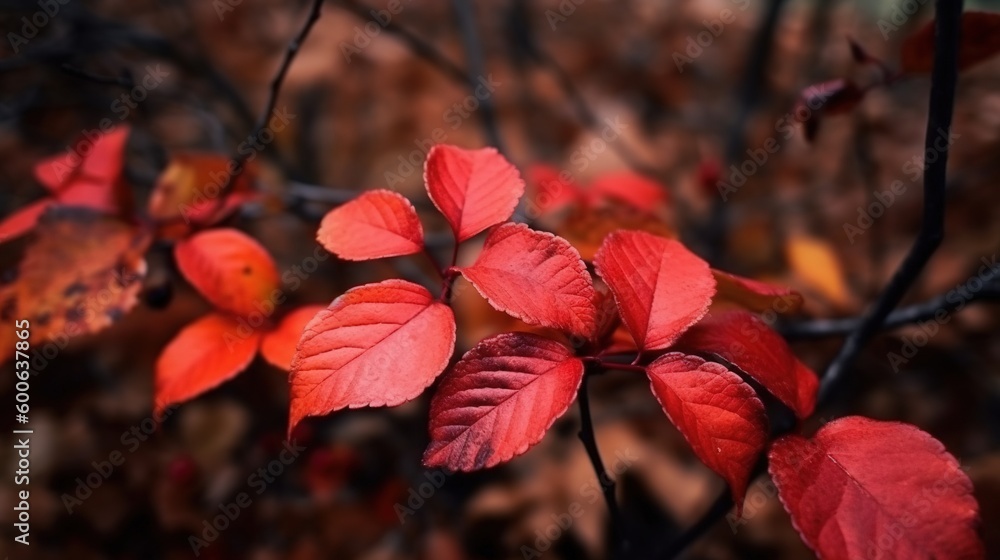  a close up of a plant with red leaves on it.  generative ai