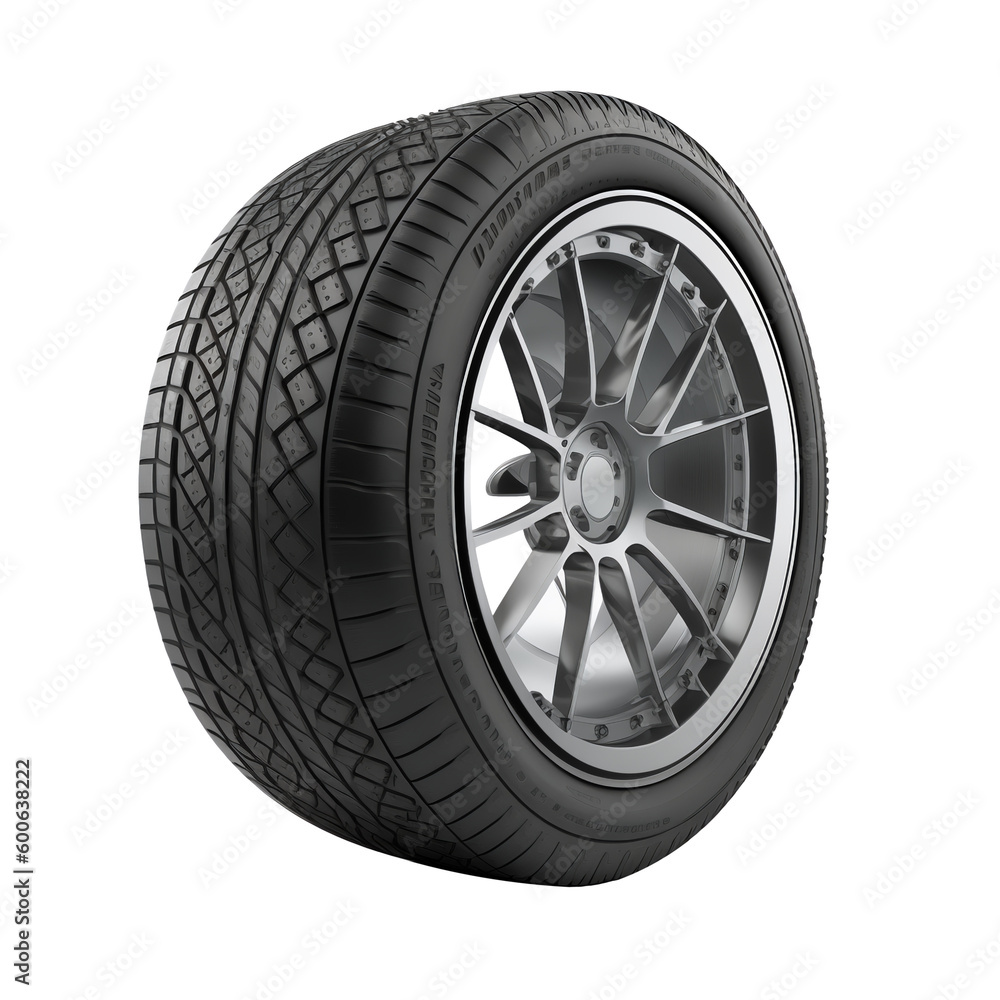 Car tyre on the transparent background, created with generative AI
