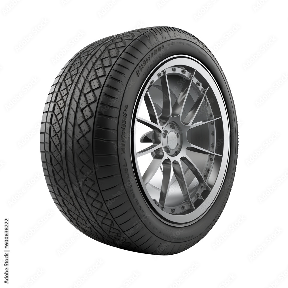 Fototapeta premium Car tyre on the transparent background, created with generative AI