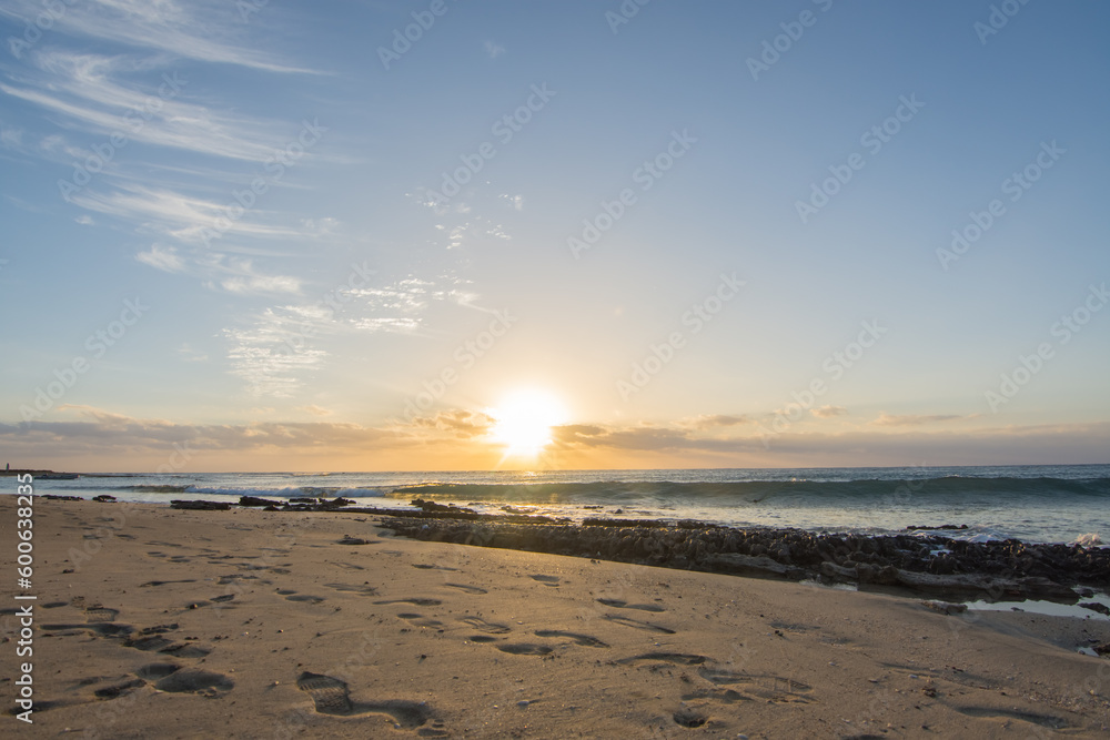 shining sun during sunrise at the beach in egypt