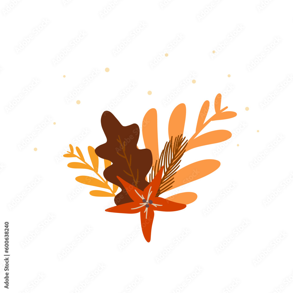 autumn leaves hand drawn. happy thanksgiving clipart vector illustration