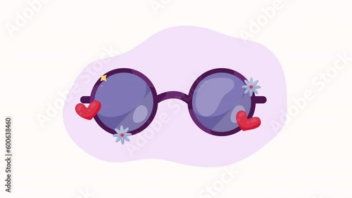 hippie sunglasses accessory with hearts aimation photo