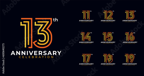 Line shape anniversary logo collections. Birthday number for event, invitation card, or banner elements photo