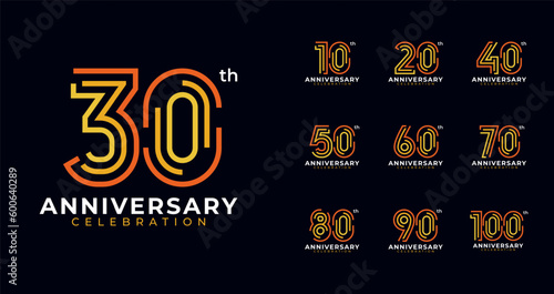 Line shape anniversary logo collections. Birthday number for event, invitation card, or banner elements