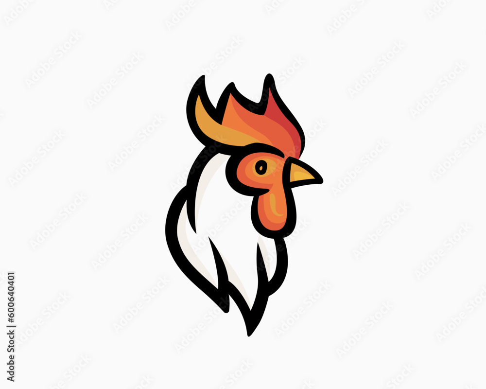 Head cook rooster art logo icon symbol template illustration Head cook rooster art logo icon symbol template illustration