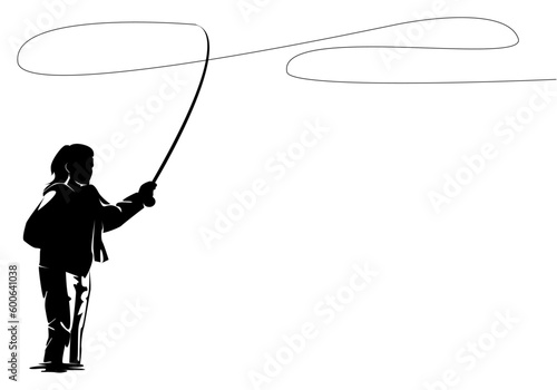 Fly fisherman fishing.graphic fly fishing.clip art black fishing on white background.
flying eagle silhouette - Vector