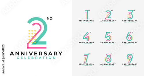 Creative geometric anniversary logo collections. Birthday number for celebration, event, invitation card, or banner elements