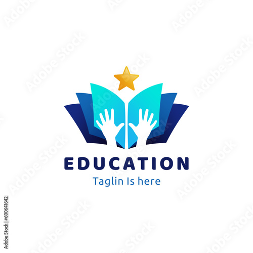 Smart book with hand logo design