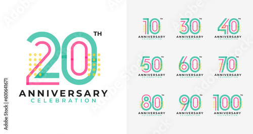 Creative geometric anniversary logo collections. Birthday number for celebration, event, invitation card, or banner elements photo